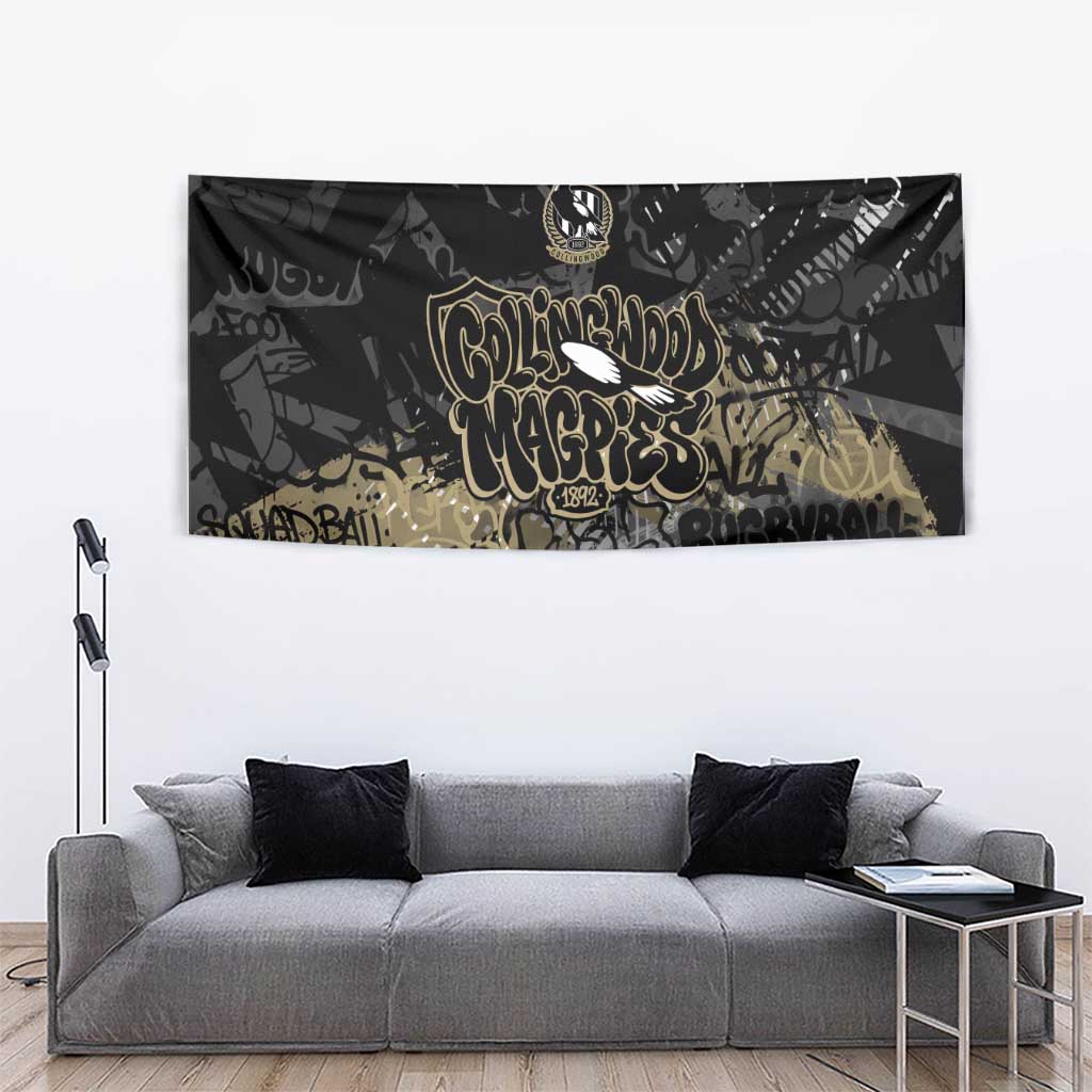 Collingwood Magpies Tapestry Urban Graffiti Street Art - Bold Abstract Spray Paint