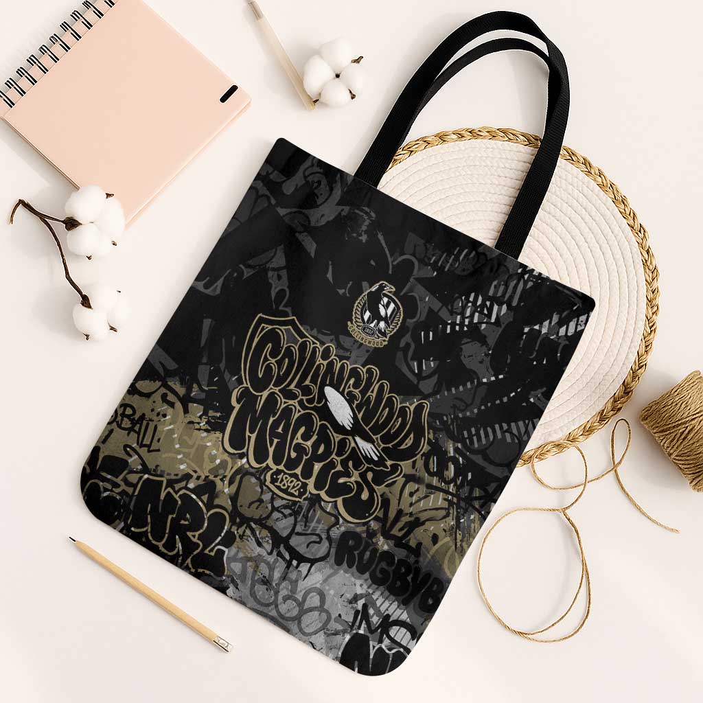 Collingwood Magpies Tote Bag Urban Graffiti Street Art - Bold Abstract Spray Paint