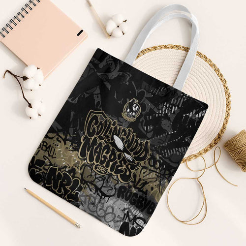 Collingwood Magpies Tote Bag Urban Graffiti Street Art - Bold Abstract Spray Paint