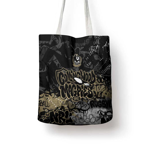 Collingwood Magpies Tote Bag Urban Graffiti Street Art - Bold Abstract Spray Paint