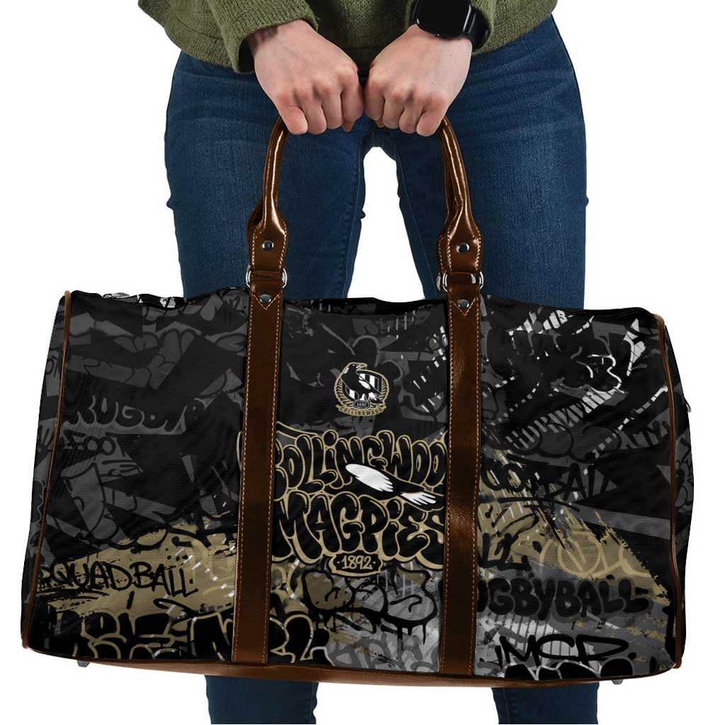 Collingwood Magpies Travel Bag Urban Graffiti Street Art - Bold Abstract Spray Paint
