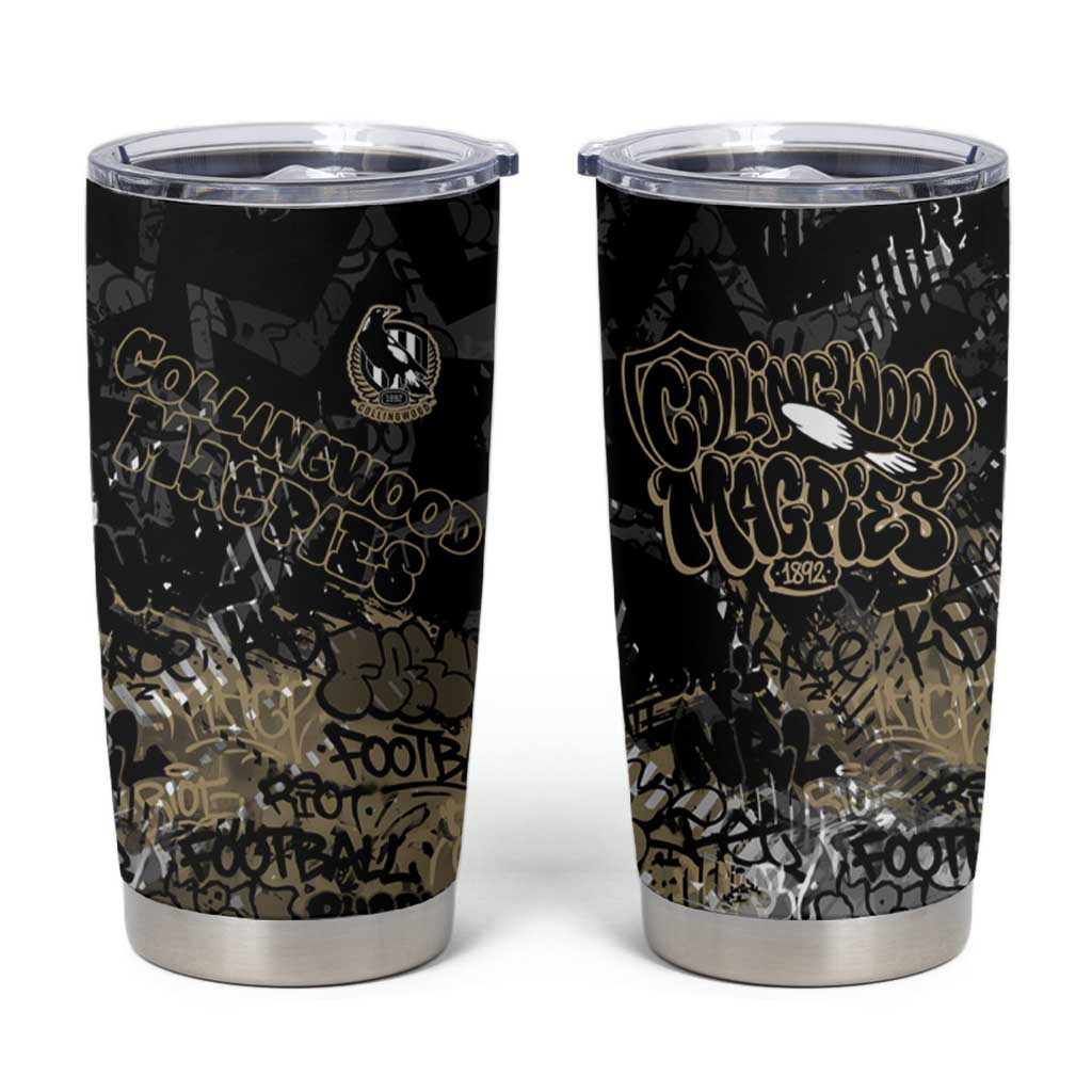 Collingwood Magpies Tumbler Cup Urban Graffiti Street Art - Bold Abstract Spray Paint
