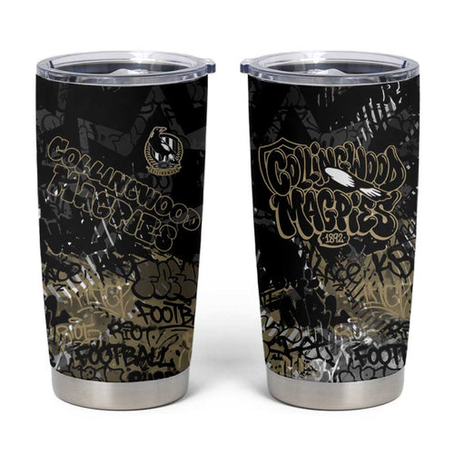Collingwood Magpies Tumbler Cup Urban Graffiti Street Art - Bold Abstract Spray Paint