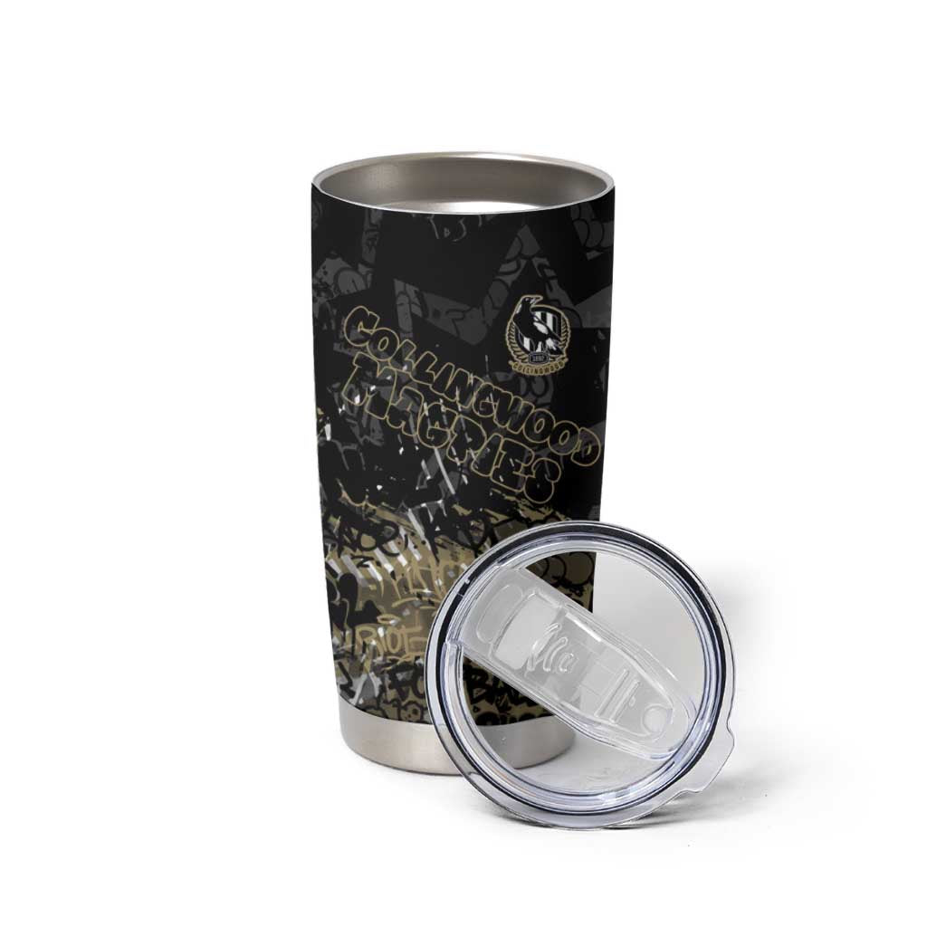 Collingwood Magpies Tumbler Cup Urban Graffiti Street Art - Bold Abstract Spray Paint