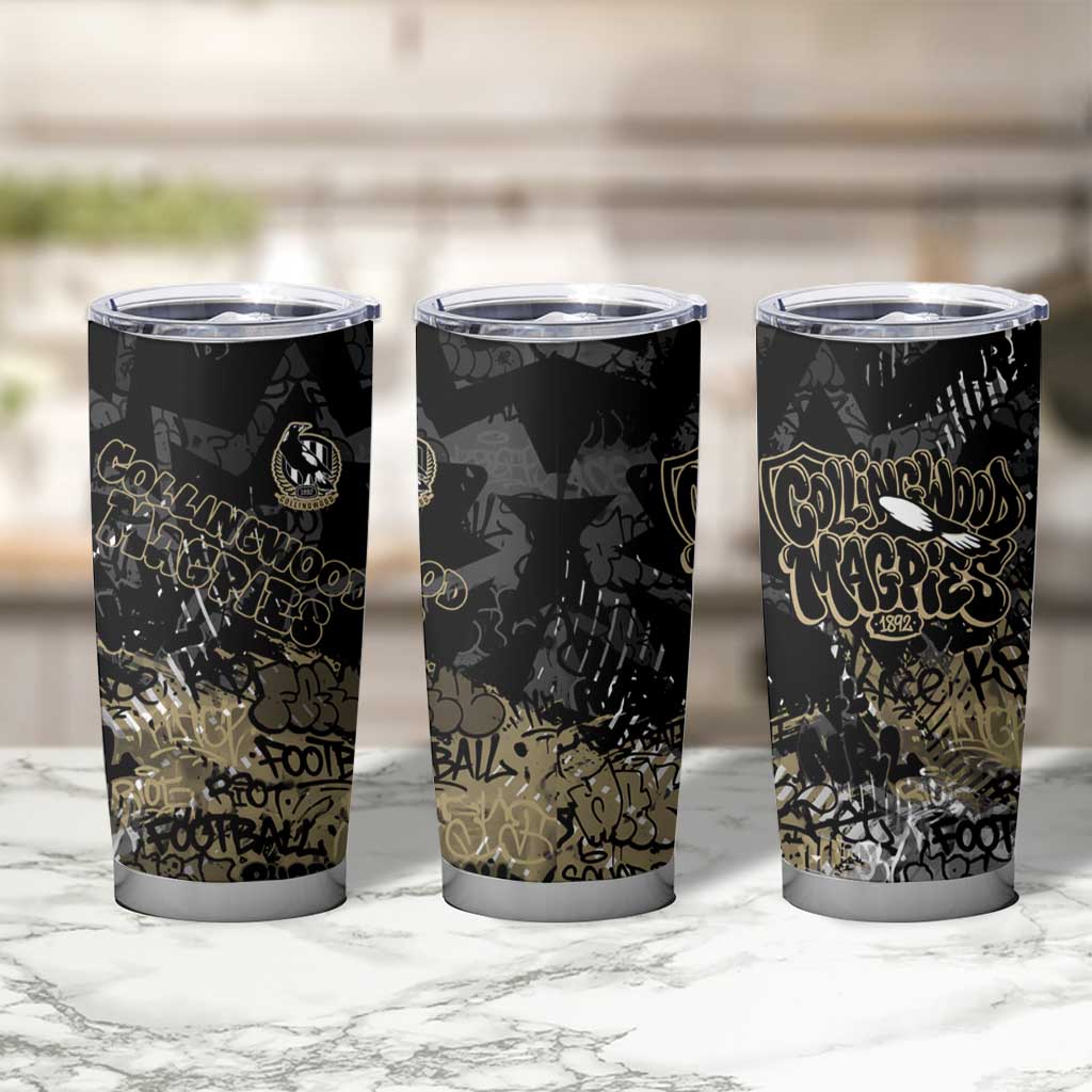 Collingwood Magpies Tumbler Cup Urban Graffiti Street Art - Bold Abstract Spray Paint