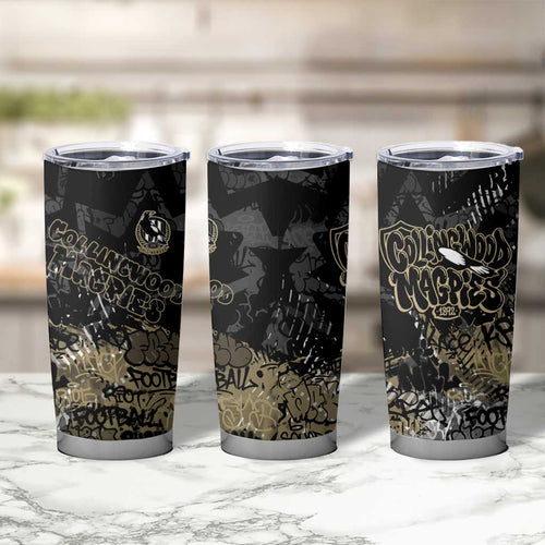 Collingwood Magpies Tumbler Cup Urban Graffiti Street Art - Bold Abstract Spray Paint