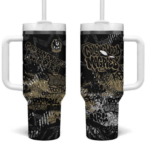 Collingwood Magpies Tumbler With Handle Urban Graffiti Street Art - Bold Abstract Spray Paint