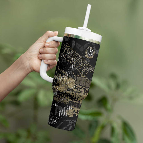 Collingwood Magpies Tumbler With Handle Urban Graffiti Street Art - Bold Abstract Spray Paint