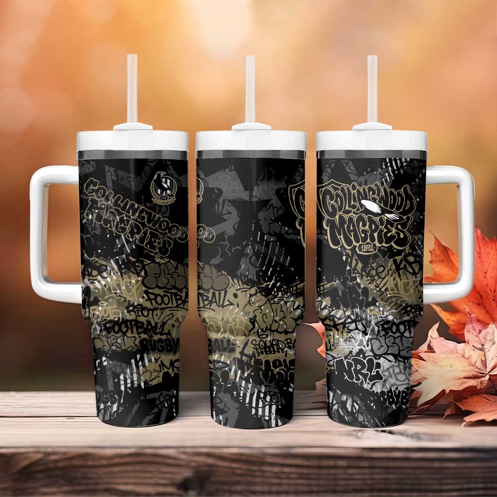 Collingwood Magpies Tumbler With Handle Urban Graffiti Street Art - Bold Abstract Spray Paint