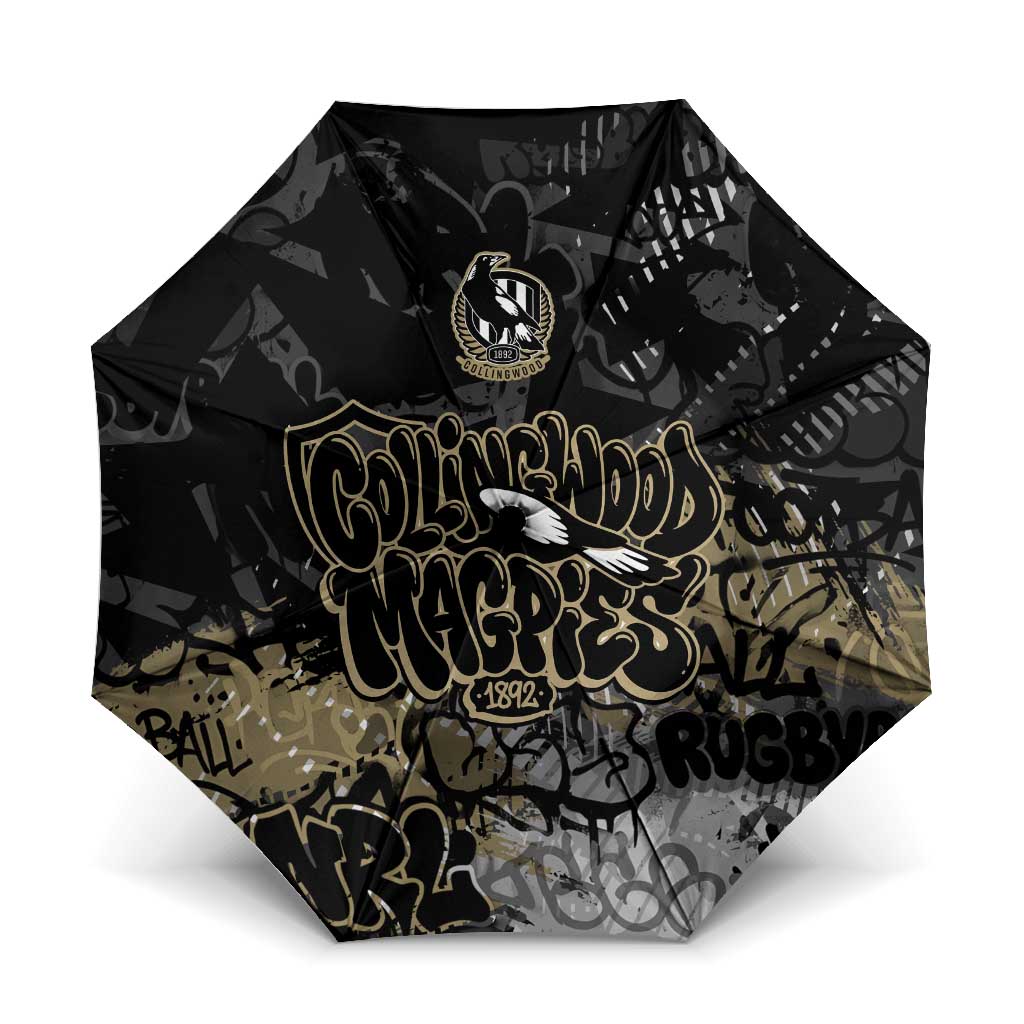 Collingwood Magpies Umbrella Urban Graffiti Street Art - Bold Abstract Spray Paint