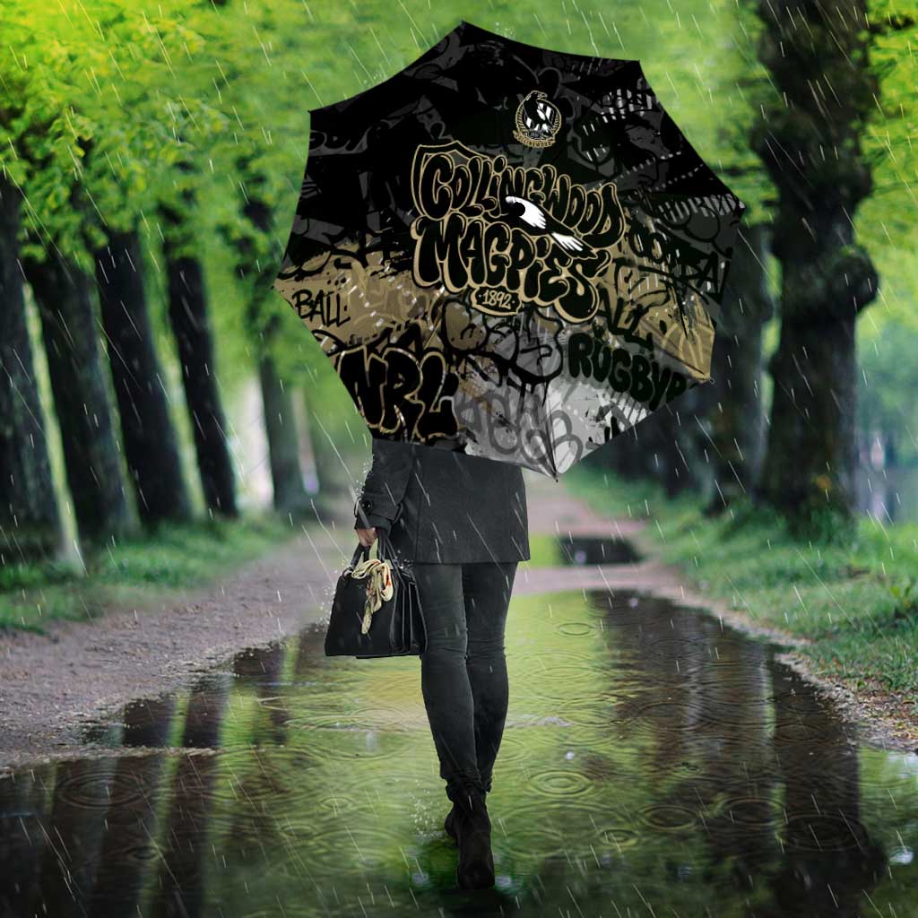 Collingwood Magpies Umbrella Urban Graffiti Street Art - Bold Abstract Spray Paint