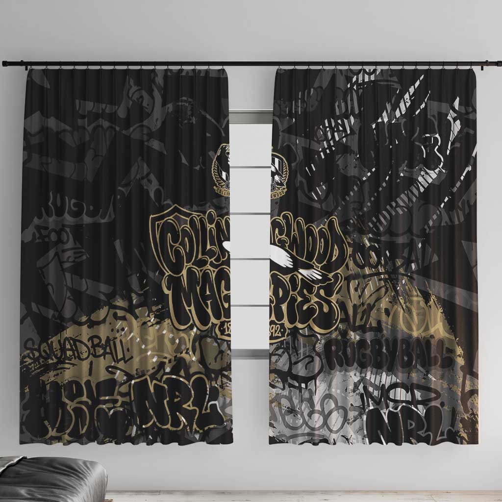 Collingwood Magpies Window Curtain Urban Graffiti Street Art - Bold Abstract Spray Paint