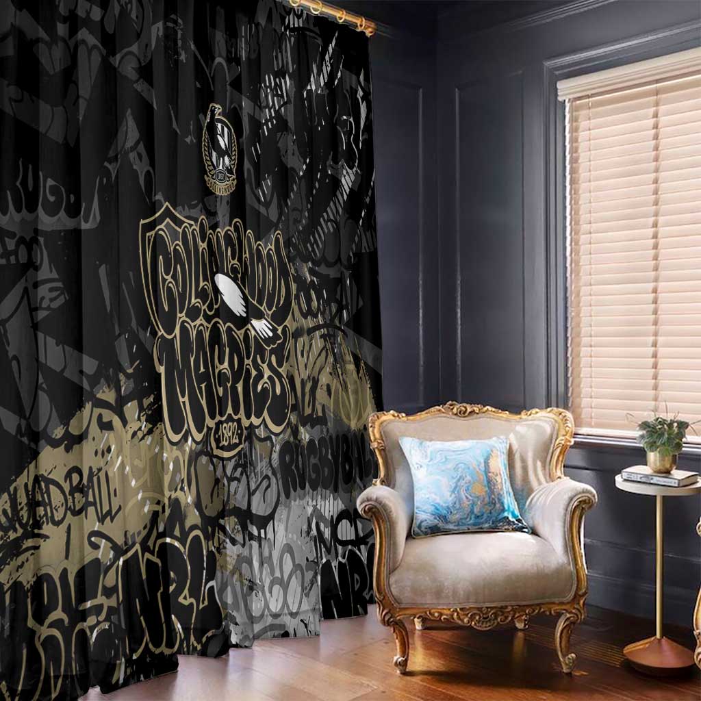 Collingwood Magpies Window Curtain Urban Graffiti Street Art - Bold Abstract Spray Paint