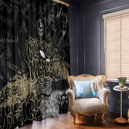 Collingwood Magpies Window Curtain Urban Graffiti Street Art - Bold Abstract Spray Paint
