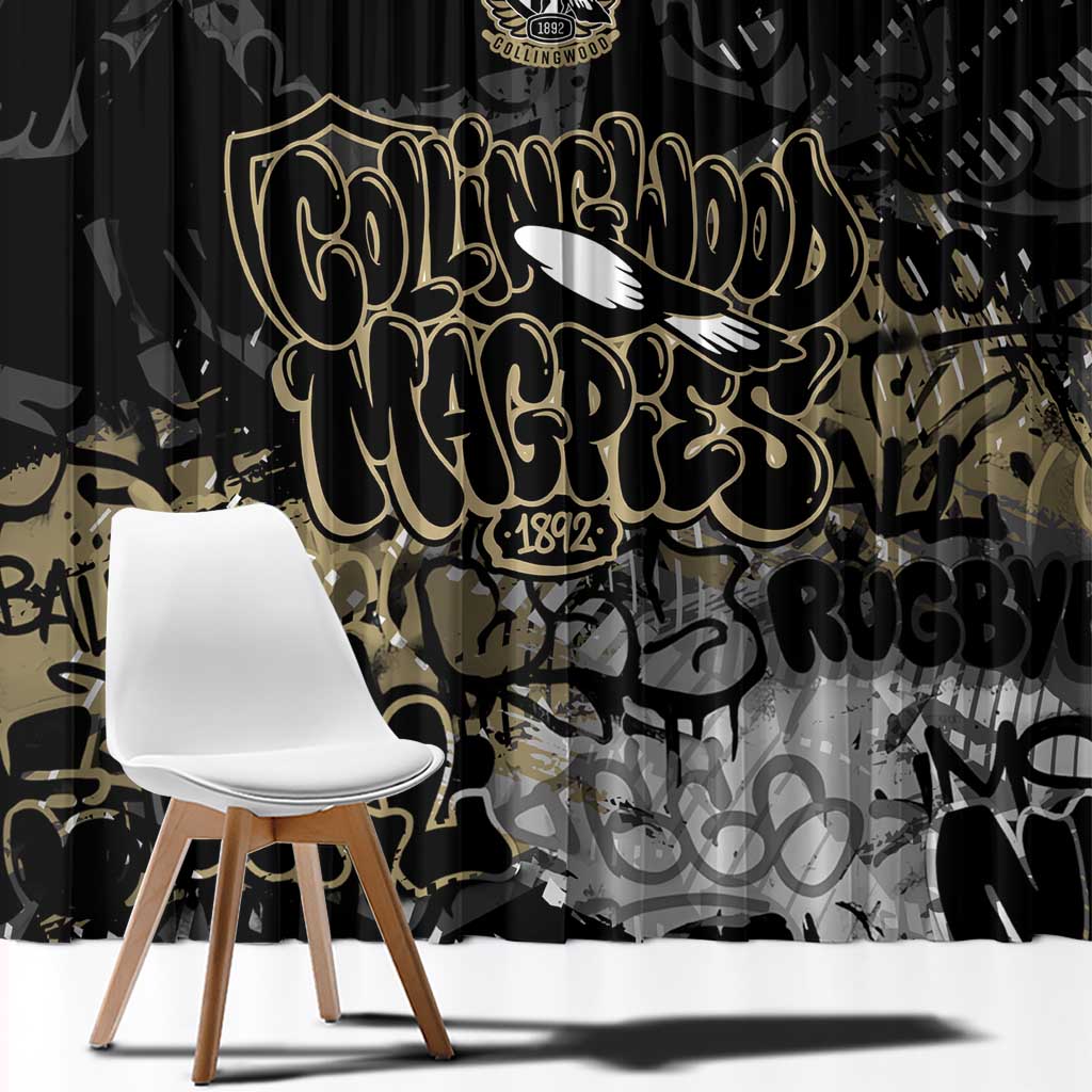 Collingwood Magpies Window Curtain Urban Graffiti Street Art - Bold Abstract Spray Paint