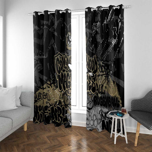 Collingwood Magpies Window Curtain Urban Graffiti Street Art - Bold Abstract Spray Paint