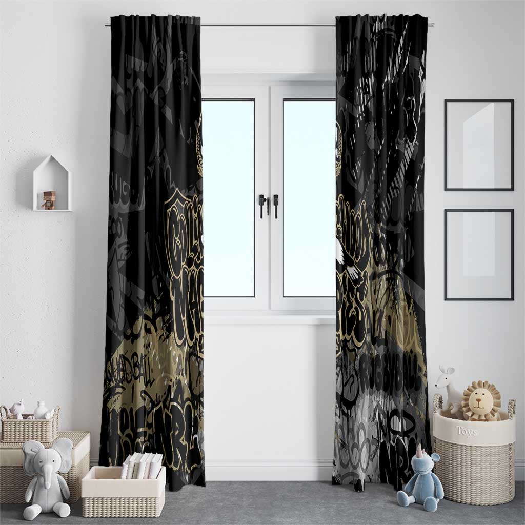 Collingwood Magpies Window Curtain Urban Graffiti Street Art - Bold Abstract Spray Paint