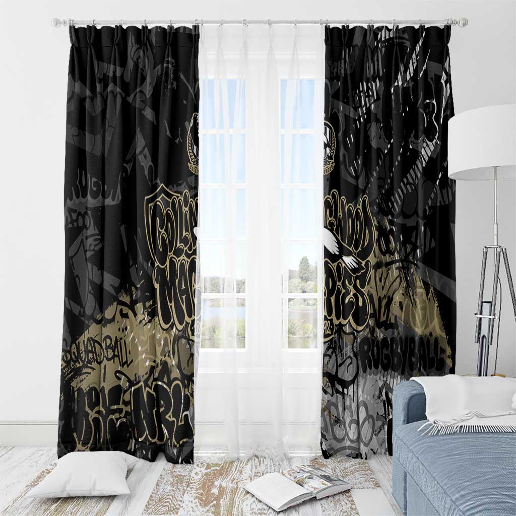 Collingwood Magpies Window Curtain Urban Graffiti Street Art - Bold Abstract Spray Paint