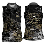 Collingwood Magpies Women Sleeveless Polo Shirt Urban Graffiti Street Art - Bold Abstract Spray Paint