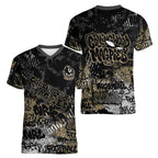 Collingwood Magpies Women V-Neck T-Shirt Urban Graffiti Street Art - Bold Abstract Spray Paint
