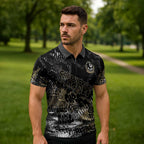 Collingwood Magpies Zipper Polo Shirt Urban Graffiti Street Art - Bold Abstract Spray Paint