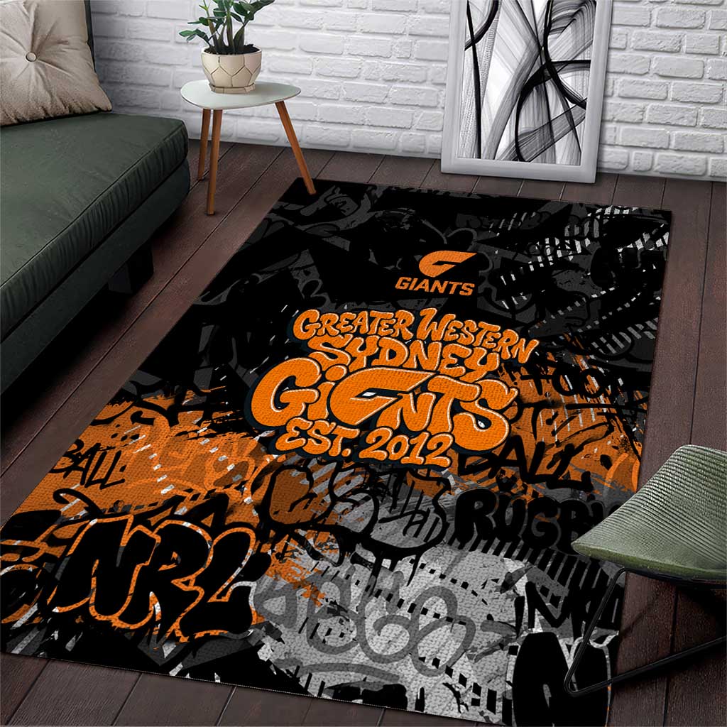 Greater Western Sydney Giants Area Rug Urban Graffiti Street Art - Bold Abstract Spray Paint