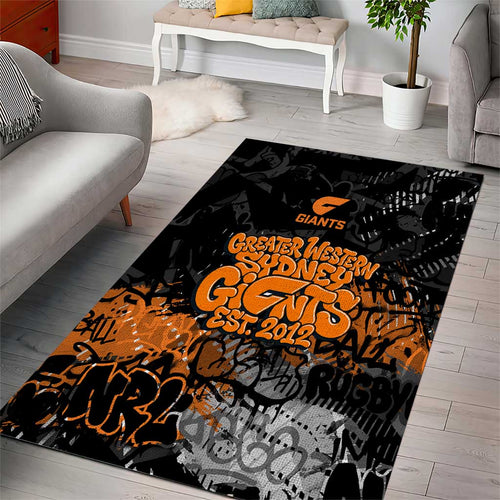 Greater Western Sydney Giants Area Rug Urban Graffiti Street Art - Bold Abstract Spray Paint