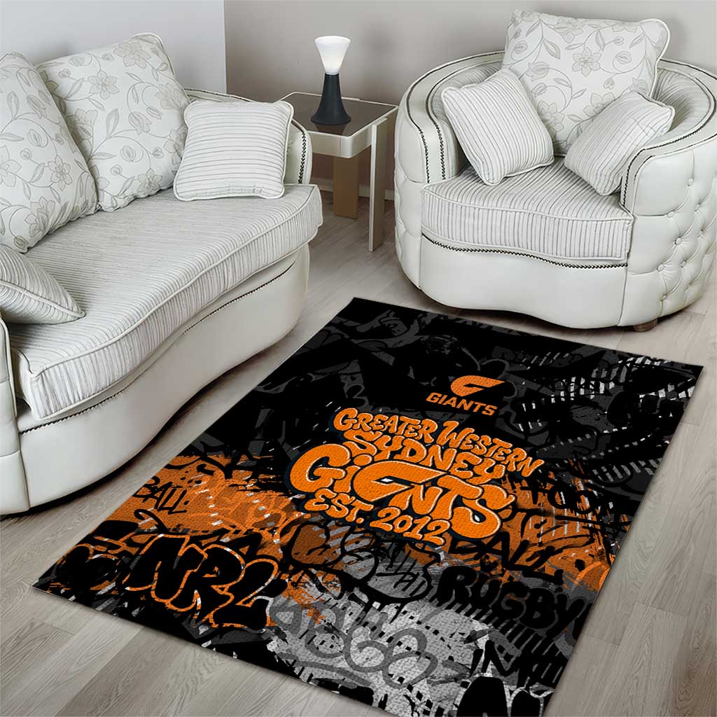 Greater Western Sydney Giants Area Rug Urban Graffiti Street Art - Bold Abstract Spray Paint
