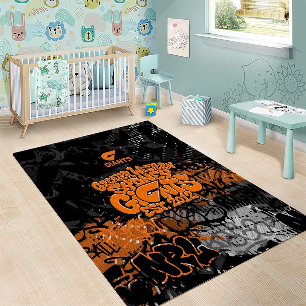 Greater Western Sydney Giants Area Rug Urban Graffiti Street Art - Bold Abstract Spray Paint