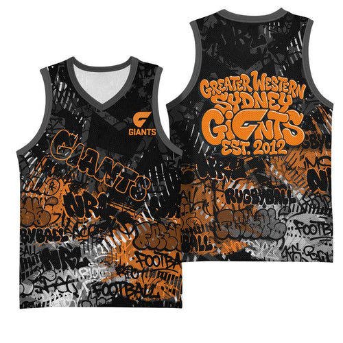 Greater Western Sydney Giants Basketball Jersey Urban Graffiti Street Art - Bold Abstract Spray Paint