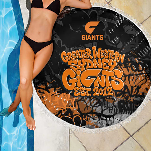 Greater Western Sydney Giants Beach Blanket Urban Graffiti Street Art - Bold Abstract Spray Paint