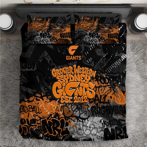Greater Western Sydney Giants Bedding Set Urban Graffiti Street Art - Bold Abstract Spray Paint