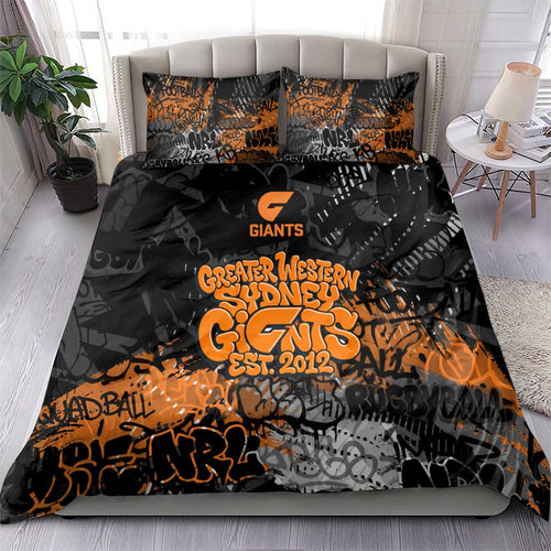 Greater Western Sydney Giants Bedding Set Urban Graffiti Street Art - Bold Abstract Spray Paint