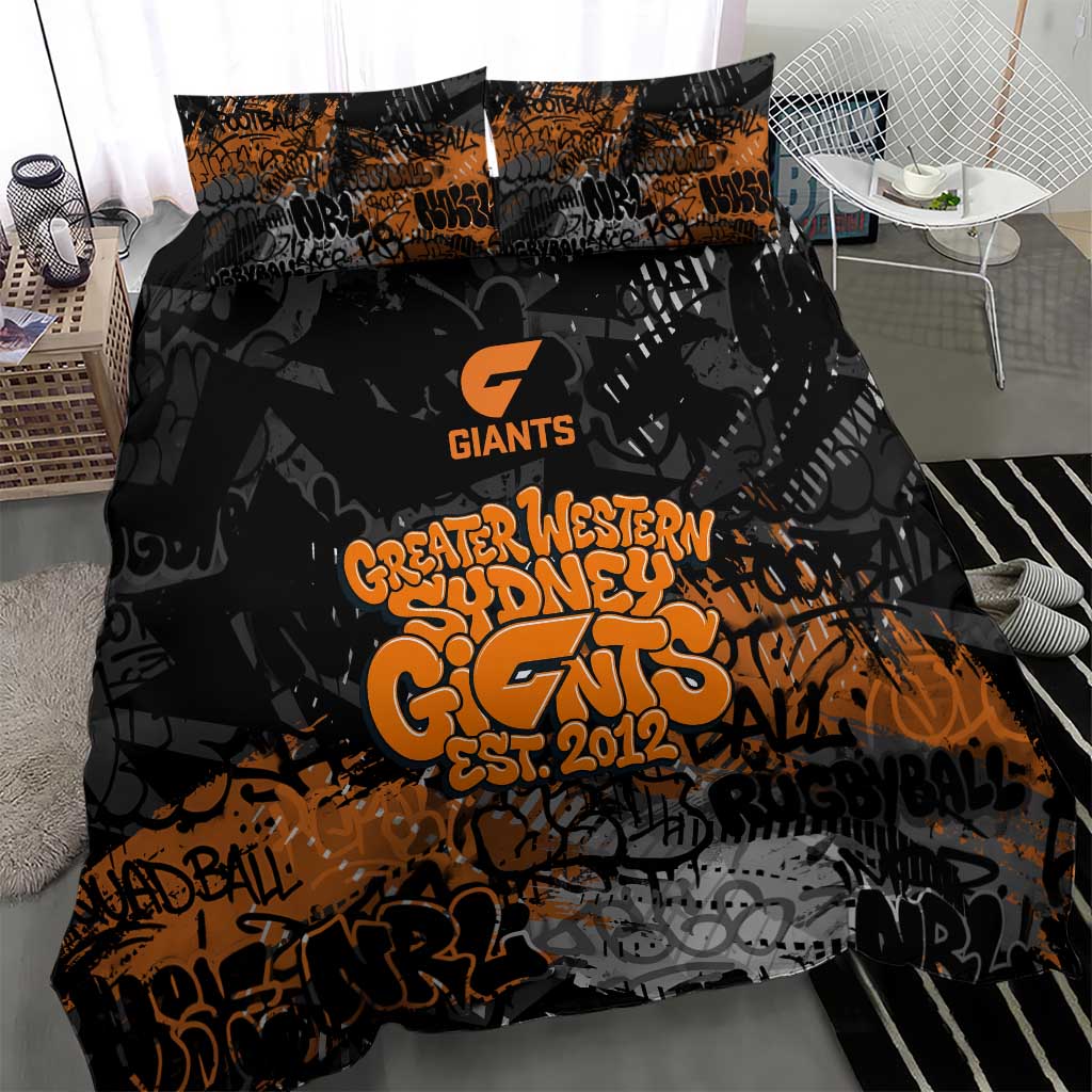 Greater Western Sydney Giants Bedding Set Urban Graffiti Street Art - Bold Abstract Spray Paint