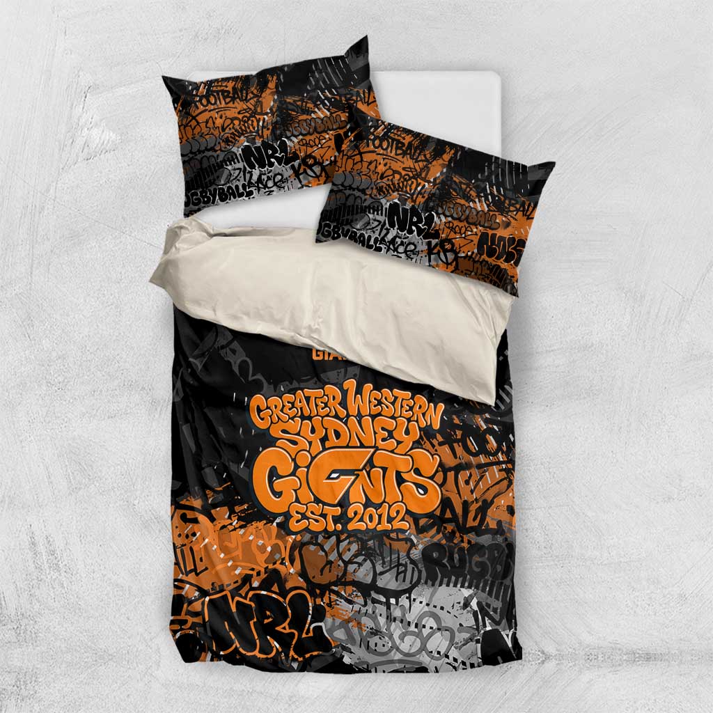 Greater Western Sydney Giants Bedding Set Urban Graffiti Street Art - Bold Abstract Spray Paint