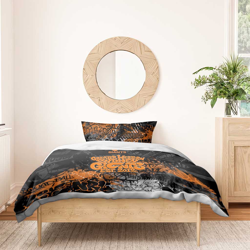 Greater Western Sydney Giants Bedding Set Urban Graffiti Street Art - Bold Abstract Spray Paint