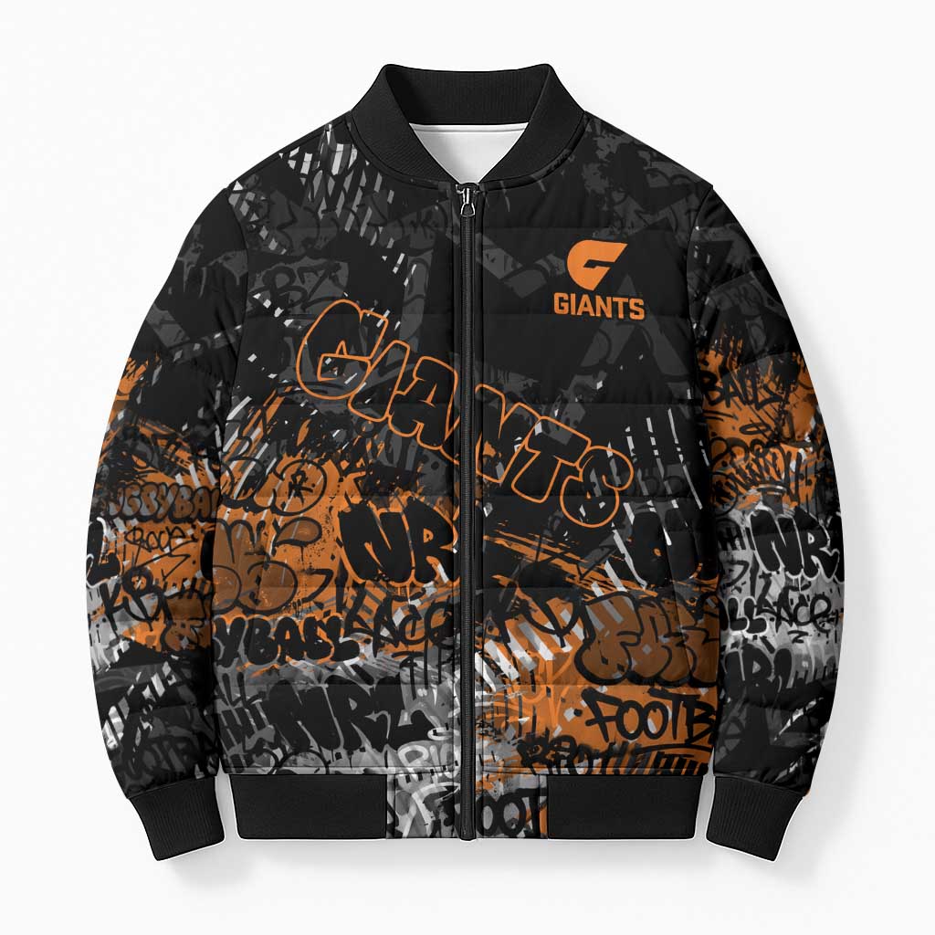 Greater Western Sydney Giants Bomber Puffer Jacket Urban Graffiti Street Art - Bold Abstract Spray Paint