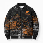 Greater Western Sydney Giants Bomber Puffer Jacket Urban Graffiti Street Art - Bold Abstract Spray Paint