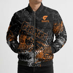 Greater Western Sydney Giants Bomber Puffer Jacket Urban Graffiti Street Art - Bold Abstract Spray Paint