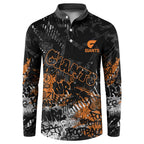 Greater Western Sydney Giants Button Sweatshirt Urban Graffiti Street Art - Bold Abstract Spray Paint