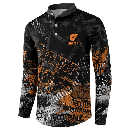 Greater Western Sydney Giants Button Sweatshirt Urban Graffiti Street Art - Bold Abstract Spray Paint