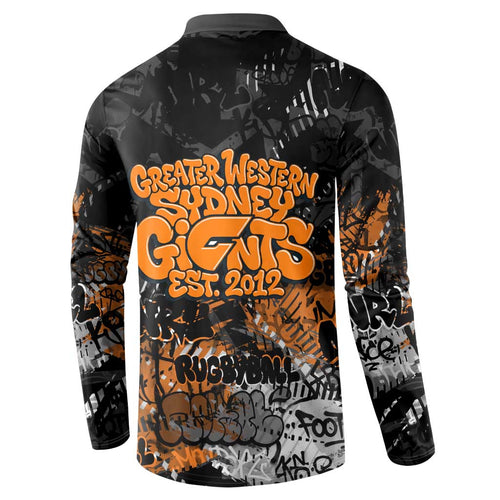 Greater Western Sydney Giants Button Sweatshirt Urban Graffiti Street Art - Bold Abstract Spray Paint