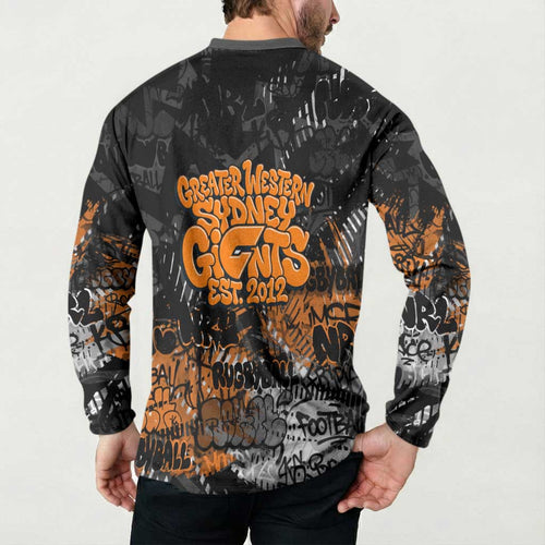 Greater Western Sydney Giants Button Sweatshirt Urban Graffiti Street Art - Bold Abstract Spray Paint