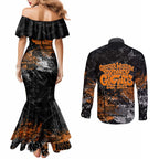 Greater Western Sydney Giants Couples Matching Mermaid Dress and Long Sleeve Button Shirt Urban Graffiti Street Art - Bold Abstract Spray Paint