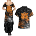 Greater Western Sydney Giants Couples Matching Summer Maxi Dress and Hawaiian Shirt Urban Graffiti Street Art - Bold Abstract Spray Paint