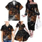 Greater Western Sydney Giants Family Matching Off The Shoulder Long Sleeve Dress and Hawaiian Shirt Urban Graffiti Street Art - Bold Abstract Spray Paint