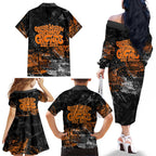 Greater Western Sydney Giants Family Matching Off The Shoulder Long Sleeve Dress and Hawaiian Shirt Urban Graffiti Street Art - Bold Abstract Spray Paint