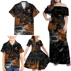 Greater Western Sydney Giants Family Matching Off Shoulder Maxi Dress and Hawaiian Shirt Urban Graffiti Street Art - Bold Abstract Spray Paint