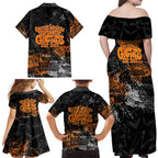 Greater Western Sydney Giants Family Matching Off Shoulder Maxi Dress and Hawaiian Shirt Urban Graffiti Street Art - Bold Abstract Spray Paint
