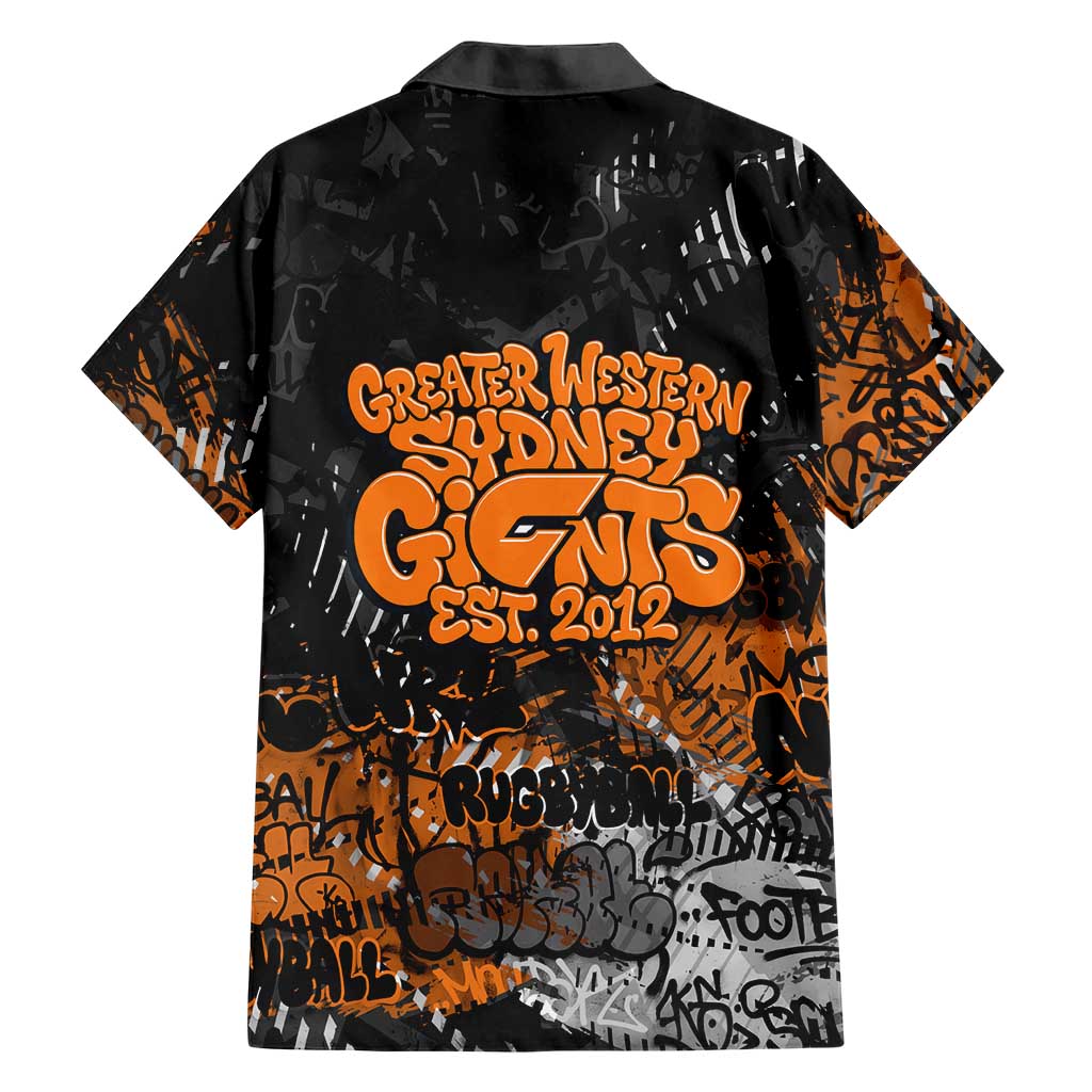 Greater Western Sydney Giants Family Matching Off Shoulder Maxi Dress and Hawaiian Shirt Urban Graffiti Street Art - Bold Abstract Spray Paint